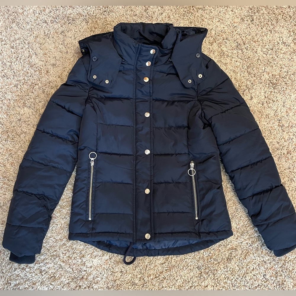 Topshop navy blue winter jacket puffer Size 4